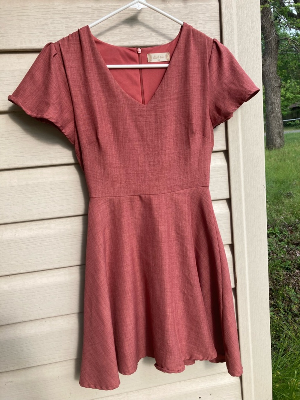 Altar'd State Rosewood V-Neck Fit & Flare Mini Dress